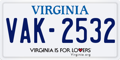 VA license plate VAK2532