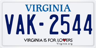 VA license plate VAK2544