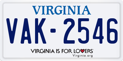 VA license plate VAK2546