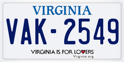 VA license plate VAK2549