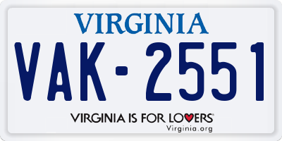 VA license plate VAK2551
