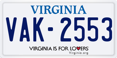 VA license plate VAK2553