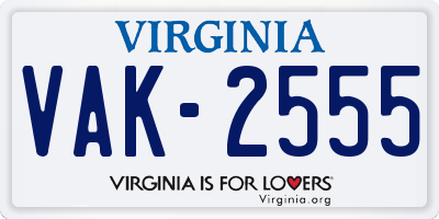 VA license plate VAK2555