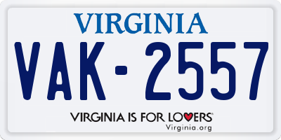 VA license plate VAK2557