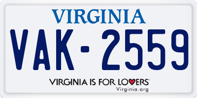 VA license plate VAK2559