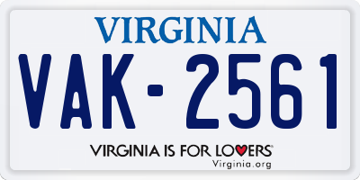VA license plate VAK2561