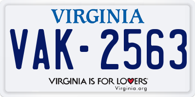 VA license plate VAK2563