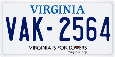 VA license plate VAK2564
