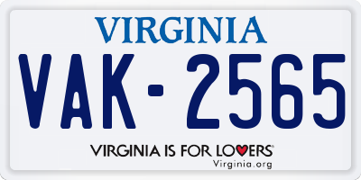 VA license plate VAK2565