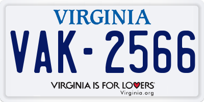 VA license plate VAK2566
