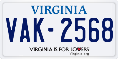 VA license plate VAK2568