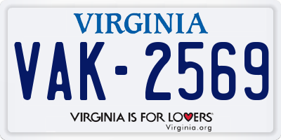 VA license plate VAK2569