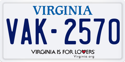 VA license plate VAK2570
