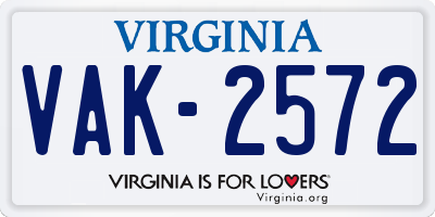 VA license plate VAK2572