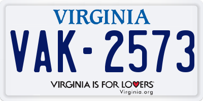 VA license plate VAK2573