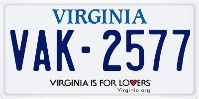VA license plate VAK2577