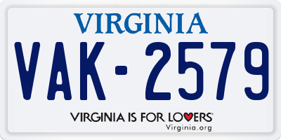 VA license plate VAK2579
