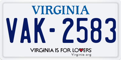 VA license plate VAK2583