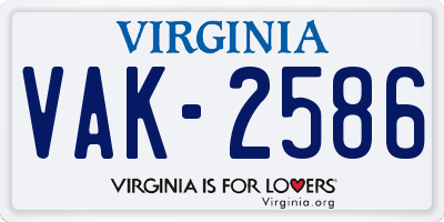 VA license plate VAK2586