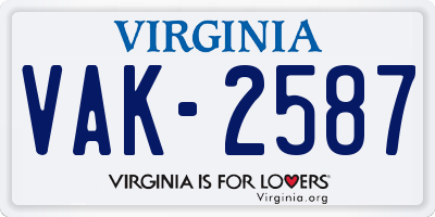 VA license plate VAK2587