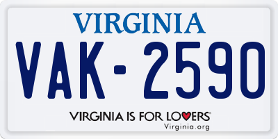 VA license plate VAK2590