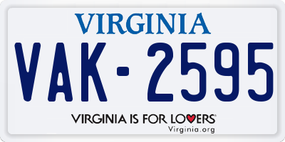 VA license plate VAK2595