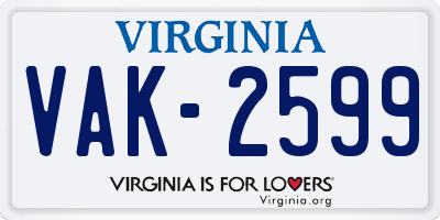 VA license plate VAK2599