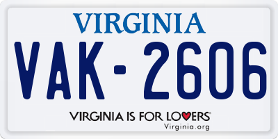 VA license plate VAK2606