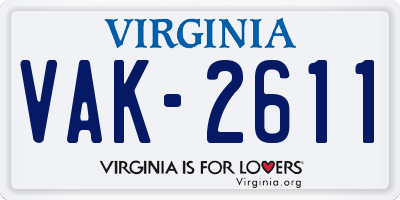 VA license plate VAK2611