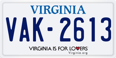 VA license plate VAK2613