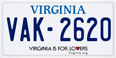 VA license plate VAK2620