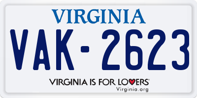 VA license plate VAK2623