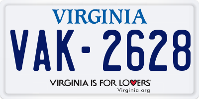 VA license plate VAK2628