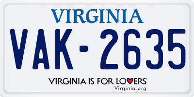 VA license plate VAK2635