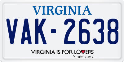 VA license plate VAK2638