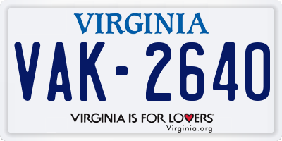 VA license plate VAK2640