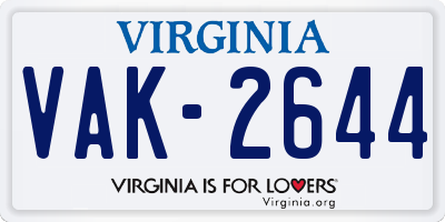 VA license plate VAK2644