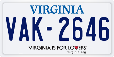 VA license plate VAK2646
