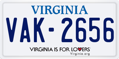 VA license plate VAK2656