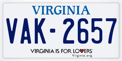 VA license plate VAK2657