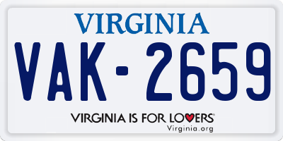 VA license plate VAK2659