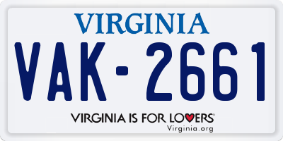 VA license plate VAK2661