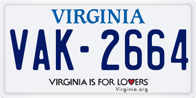 VA license plate VAK2664
