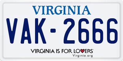 VA license plate VAK2666