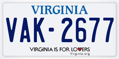 VA license plate VAK2677