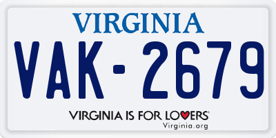 VA license plate VAK2679