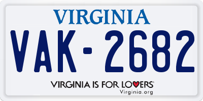 VA license plate VAK2682