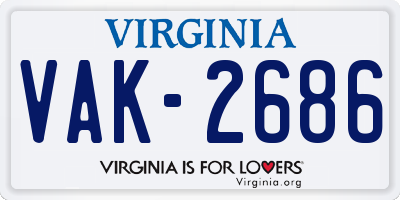 VA license plate VAK2686
