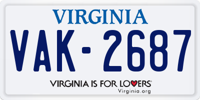 VA license plate VAK2687