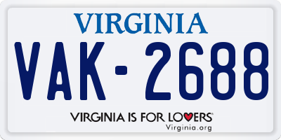 VA license plate VAK2688